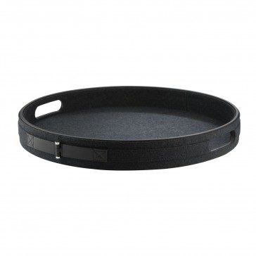 Large round charcoal felt tray