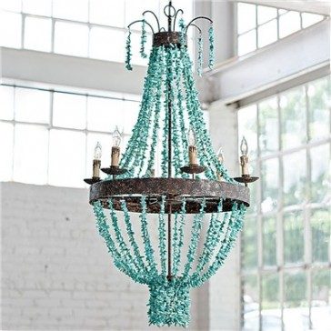 Beaded Turquoise Chandelier 
