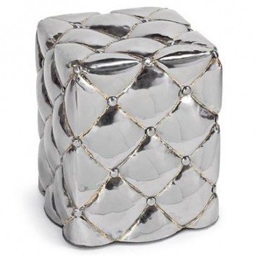 Nickel Metal Tufted Ottoman