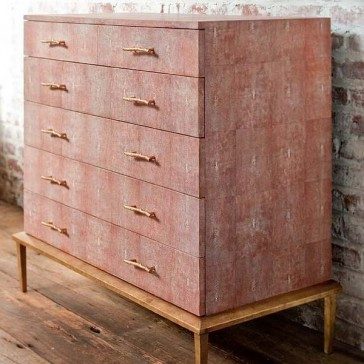 Shagreen chest of drawers - coral/gold