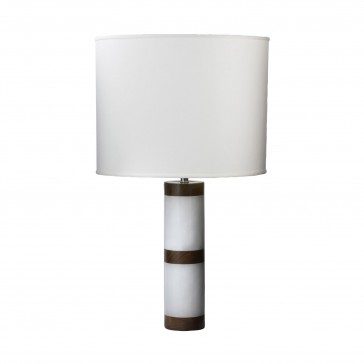 Alabaster and Shesham Column Lamp with White Shade