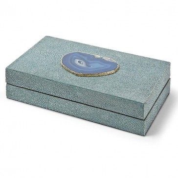 Small Turquoise Shagreen Box with Teal Agate