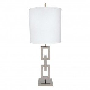 Chain link table lamp with white shade