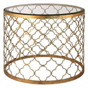 Gold Leaf Beveled Glass Top Table