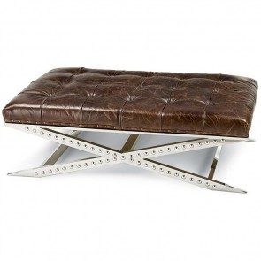 Metal and Leather Cocktail Ottoman
