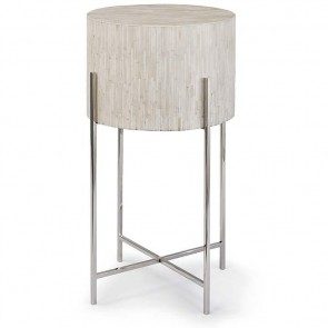 Polished nickel and bone drum table