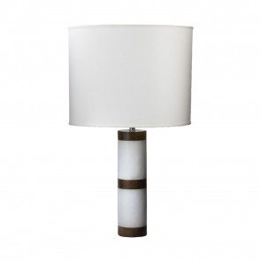 Alabaster and Shesham Column Lamp with White Shade